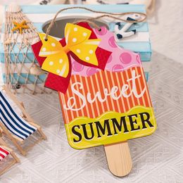 Party Decoration Summer Wooden Hanging Pendants Ice Cream Home Decor Pendant Front Door Sign Beach Scene Layout Birthday Direction Signs