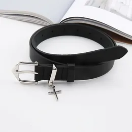 Belts Retro Niche Belt Women's Casual Versatile And Minimalist Paired With Jeans Ins Style Cross Black