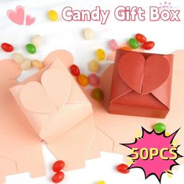 Gift Wrap 50PCS Heart-shaped Wedding Candy Box Creative Solid Color Decoration Gifts Boxes Cute Christmas Party