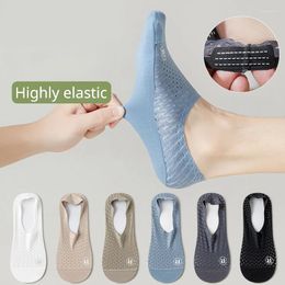 Men's Socks Mens Silicone Non-slip Summer Hollow Out Mesh Breathable Invisible No Show Low Cut Solid Colour Silk Sock Slippers