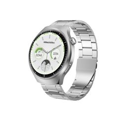 New round smart sports watch with large screen, wireless charging, dual watch and steel skin for calling music