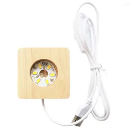 Decorative Plates 8cm Illuminated Display Base With 6 LEDs Glass Lighted Square Warm Light For Bedroom Office Desktop