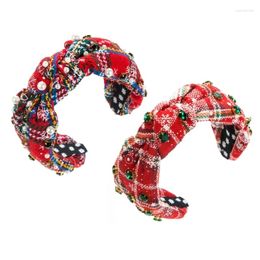 Hair Clips Knot Wide Brim Christmas Headband Color Matching Pearl Embellished Yoga Sports For Woman