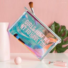 Storage Bags Transparent Laser Cosmetic Bag Zipper Women Waterproof Makeup Case PVC Beauty Make Up Pouch Jelly Lady Organizer