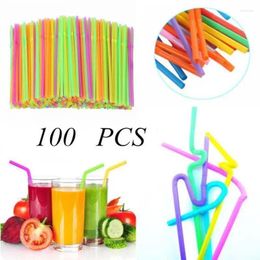 Disposable Cups Straws 100pcs/set Color Fruit Juice Pearl Milk Tea Straw Plastic Bar Party Drinks DIY Accessories Diameter 5mm 210mm