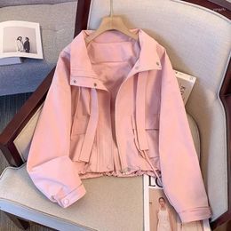 Women's Jackets Spring Autumn Women Short Hooded Long Sleeved Work Jacket Tops Coat 2024 Female Leisure Loose Fitting Solid Color