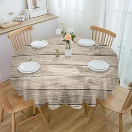 Table Cloth Wood Plank Texture Mottled Gap Tree Grain Waterproof Tablecloth Wedding Home Kitchen Dining Room Decor Round Cover