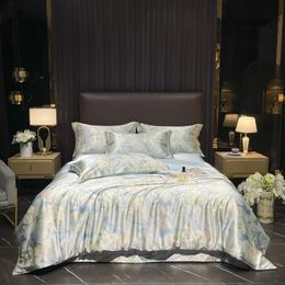 Natural silk bedding high-end luxury soft silk duvet cover set single large printed down duvet cover set 240510