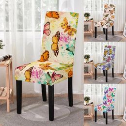 Chair Covers Butterfly Print Spandex Cover For Dining Room Chairs Slipcovers Office Protector Home Party Banquet Decoration