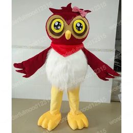 2024 Performance Red Owl Bird Mascot Costumes Cartoon Carnival Hallowen Performance Unisex Fancy Games Outfit Outdoor Advertising Outfit Suit