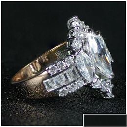 Wedding Rings Wedding Rings 2023 Choucong Brand Luxury Jewellery 925 Sterling Sier Marquise Cut White Topaz Cz Diamond Eternity Women En Dhbiw