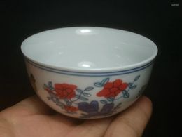 Decorative Figurines Mark China Famille Rose Porcelain Painting Flower Chicken Cup Bowl Diameter 8 CM