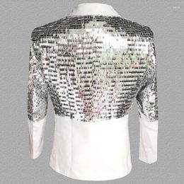 Men's Suits Mens One Button Patchwork Sequin Glitter Suit Jacket 2024 Brand Nightclub DJ Prom Blazer Male Wedding Groom Stage Costumes