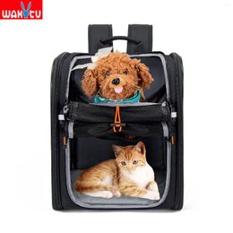 Cat Carriers Wakytu Puppy Carrier Large Portable Ventilate Mesh Backpack For Dogs Detachable Foldable Bags Pets Animal Outdoor Travel