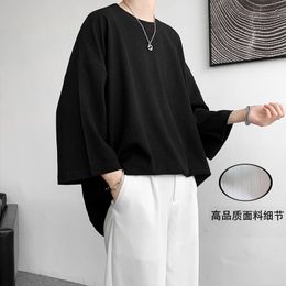 Hochwertige Männer übergroße Eisseide T-Shirts Sommer Herren halbe Ärmeln Moden Harajuku T-Shirt Männliche Feste Farbe Täglich 240513