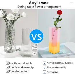 Vases Eco-friendly Acrylic Vase Romantic Arrangement Faux Crystal Cuboid Accessories