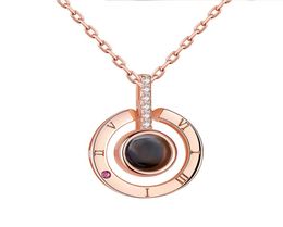 New Arrival Rose Gold Silver 100 languages I love you Projection Pendant Necklace Romantic Love Memory Wedding Necklace For Wome5179021