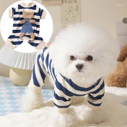 Dog Apparel Pet Striped Jumpsuit Sweet Spring Autumn Medium Small Cat Puppy Clothes Pajamas Vest Cute Cartoon Kitten Shirt Poodle Maltes