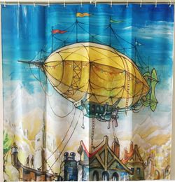 Shower Curtains Dream Airship Crayons Personalised Curtain Bath Waterproof Polyester Fabric 180CM Oil Printing View