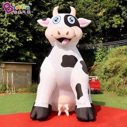 8mH (26ft) with blower Newly custom made advertising inflatable milk cow blow up animal model balloons for party event decoration toys sports