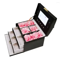 Gift Wrap Luxury Jewellery Storage Box With Your Own Video Wedding Party LCD Light Control 4.3 Inch Screen
