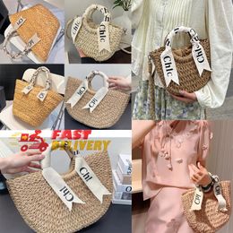 Casual Designer Handbag Straw Tote Bags Woody Basket Bag Luxury Crochet Weave Shopping Shoulder Bucket Clutch Crossbody Knit Bowknot Walking Street Styles