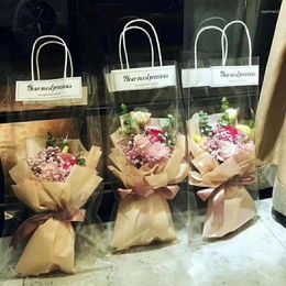 Gift Wrap 1pc Clear Handbag Flower Bouquet Packaging Portable Transparent Bag Shop Wrapping Bags Decoration