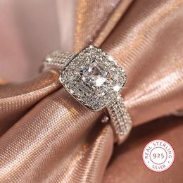 Cluster Rings Luxury 925 Sterling Silver For Women Wedding Band Square Zircon Party Engagement Ring Eternity Jewellery