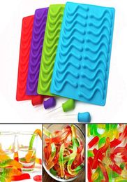 20 Hole Gummy Snake Worms Mould Silicone Chocolate Sugar Candy Jelly Moulds Ice Tube Tray Mould Baking Cake Tools7038818