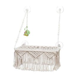 Cat Beds Furniture Macrame Cat Hammock Preserved Bohemian Mattress Free Bed Decoration Little Cat Sleeps Plays Climbing