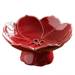 Plates LBER Lotus Tall Feet Chinese Modern Drainable Relief Hollow Fruit Bowl Desktop Pastry Dishes