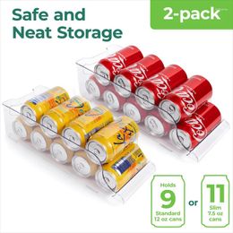 Storage Bottles Of 2 Clear Plastic Stackable Refrigerator Can Holder Container 13.5 X 5.5 3.75