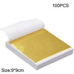 Window Stickers 100PCS 9x9cm K Pure Shiny Gold Foil Paper High Quality For Gilding Funiture Lines Wall Crafts Handicrafts Decoration