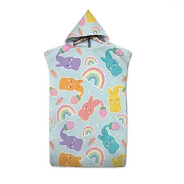 Towel Printed Cartoon Changing Robe Hood Microfiber Beach Blanket Bath Swim Wetsuit Poncho For Adults