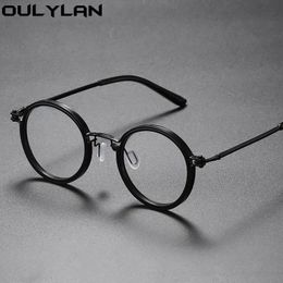 Oulylan Anti Blue Light Alloy Round Glasses Frame Men Myopia Prescription Spectacle Women Retro Metal Eyeglasses Unisex 240507