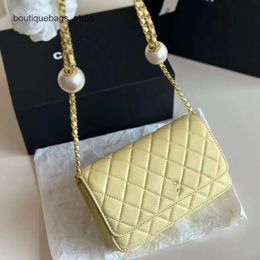 Luxury Brand Handbag Designer Women's Bag High End Double Pearl Wealth Bag Embroidered Thread Chain Crossbody Womens Classic Single ShoulderAMSC