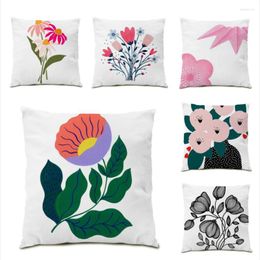 Pillow Fashion Covers Decorative Polyester Linen Velvet Fabric Flower Living Room Decoration Pillowcase Home Cover E0767