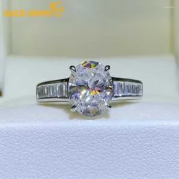 Cluster Rings SACEGEMS 925 Sterling Silver Ring GRA Certified 3CT Moissanite Diamonds With Certificate Fine Jewellery Engagement For Women