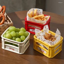 Plates Creative Ceramic Bowl Square Household Container Afternoon Tea Popcorn French Fries Chicken Dessert Bowls Kitchen Supplies