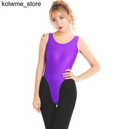 Women's Tanks Camis Womans Shebin Clothing Nylon Tank Tops Ballet Dance Wear Tanga Unitard Gymnastics Collant Female Thong Bodysuit Dance High Cut S24514