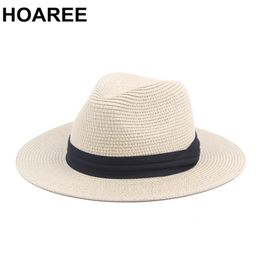 HOAREE Vintage Panama Hat Men Straw Fedora Male Sun hat Women Summer Beach British Style Chapeau Jazz Trilby Cap Sombrero 240514