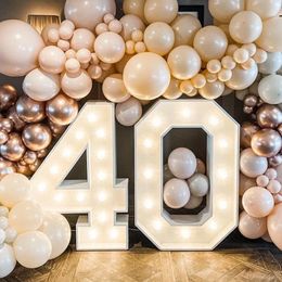 Giant Birthday Figure Led Light Balloon Filling Box 1st Birthday Balloon Number 30 40 50 Balloon Frame Wedding Decor Baby Shower 240513