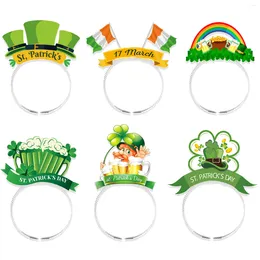 Hair Accessories 6pcs Green Lucky Clover Hairbands Irish Festival Decorative Children's For Party Boys Girls Celebrations