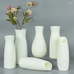 Vases 1pc White Plastic Flower Vase Bouquet Pot Basket Nordic Home Living Room Decoration Ornament Table Arrangement