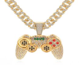 Rhinestone Cuban Necklace Iced Out Link Chain Game Controller Handle Pendant Necklace for Women Men Gold Color Hip Hop Jewelry X071736470