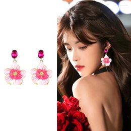 Stud Earrings 1Pair Drip Oil Vintage Enamel Flowers Drop For Women Girls Fashion Exaggerate Dangle Party Accessories Gifts