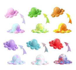 Party Funny Toys Rainbow Overturned Octopus Expression it Flip Doll Silicone Decompression Pendant Keychain For Children Relieve wholesale1498771