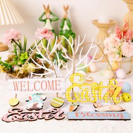 Decorative Figurines Easter Day Ornament Wood Ornaments Decoration Crafts Home Decorations Wooden Pendant Table