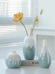 Vases Ceramic Vase Creative Design Blue Home Decoration Ins Simple Nordic Style Room Modern Decorative Ornaments
