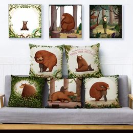Pillow Cartoon Forest Bear Hug Me Please Throw Cover 45 Square Covers Linen Case Sofa Home Decor Pillows Cases